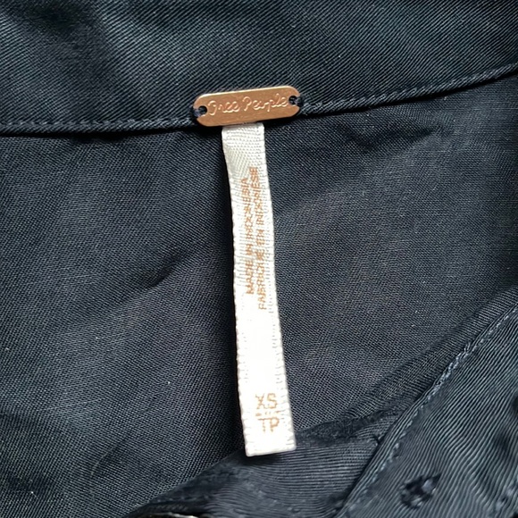 Free People Campus Button Down Navy Blue Top - Picture 6 of 9